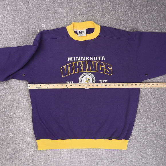 Vintage NFL Minnesota Vikings XL Purple Yellow Long Sleeve Pullover Sweatshirt - Picture 4 of 11